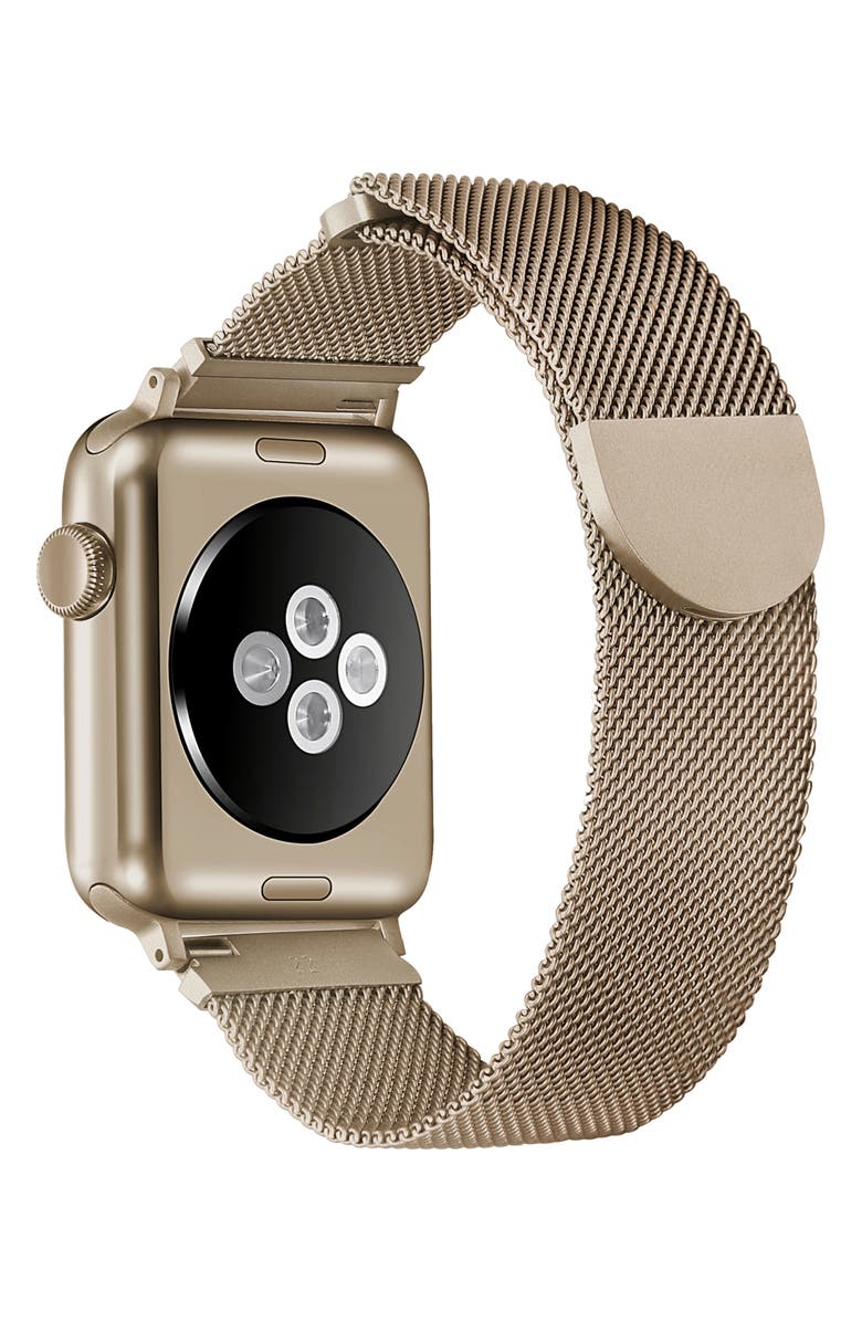 The Posh Tech Stainless Steel Apple Watch<sup>®</sup> Bracelet Watch Band, Alternate, color, Gold