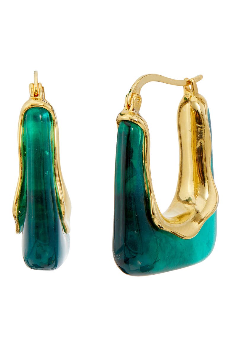 Resin Hoop Earrings, Main, color, GREEN