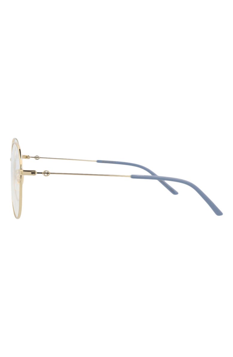 Gucci 57mm Round Optical Glasses, Alternate, color, Gold Gold Transparent