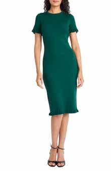 Maggy London Short Sleeve Ruffle Hem Sweater Dress