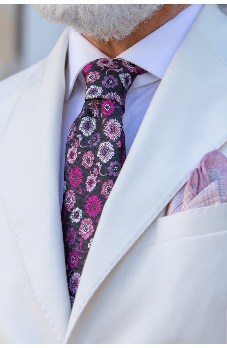 Elizabetta Pergola - Silk Jacquard Tie for Men, Main, color, Magenta