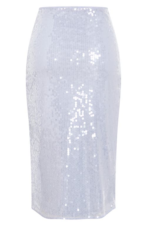City Chic Sequin Midi Skirt In Silver