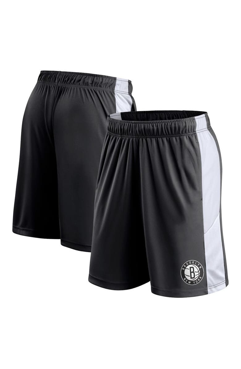 FANATICS Men's Fanatics Black Brooklyn Nets Champion Rush Colorblock Performance Shorts, Alternate, color,