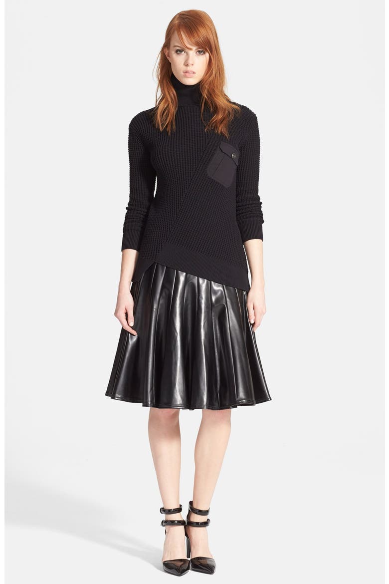 Pima Cotton & Silk Turtleneck Sweater, Alternate, color, BLACK