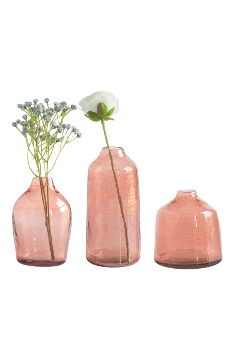 Creative Women Hammered Glass Bud Vases - Set of 3, Main, color, Blush