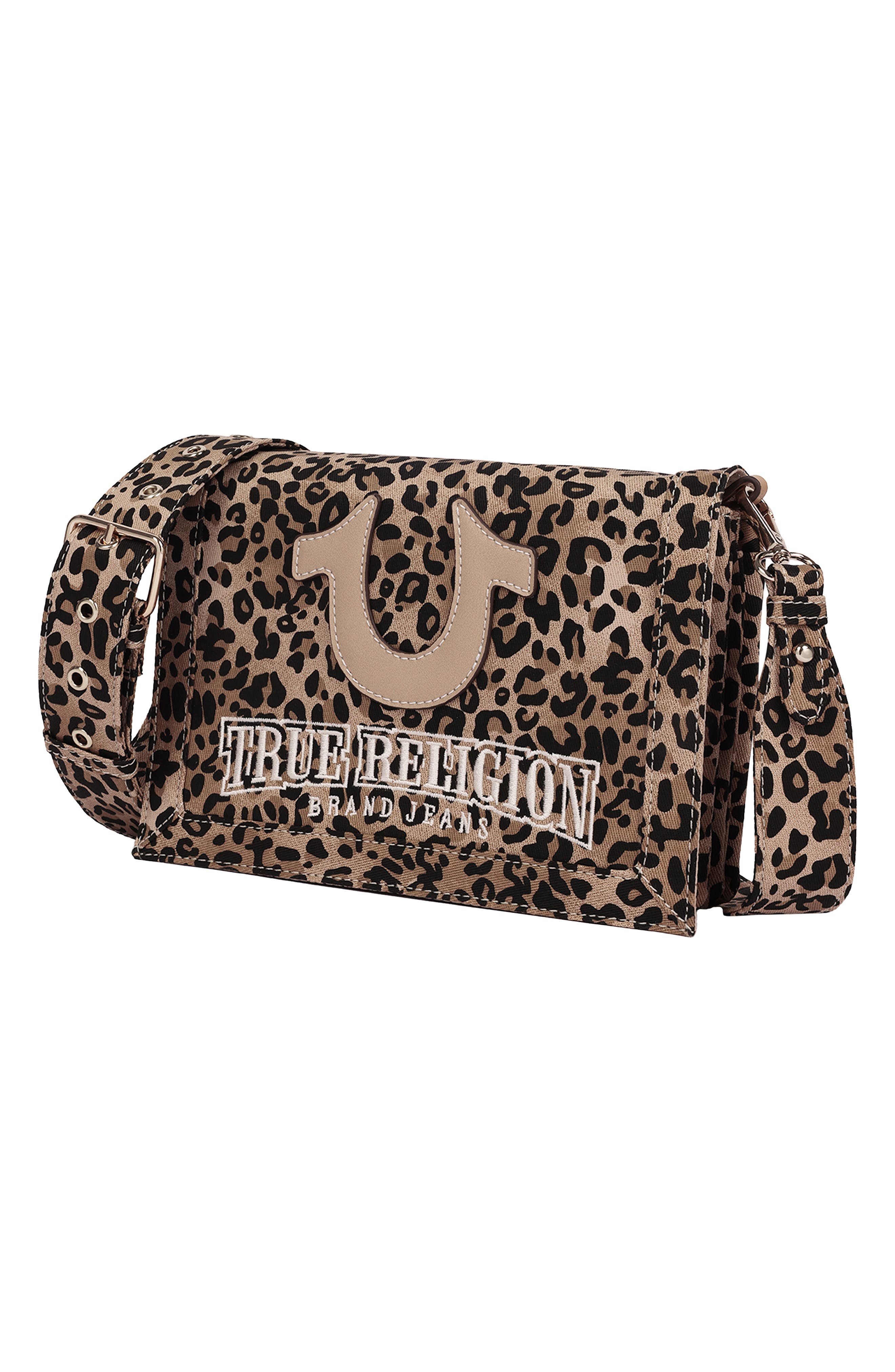 Bling Logo Leopard Messenger Bag, Alternate, color, LEOPARD