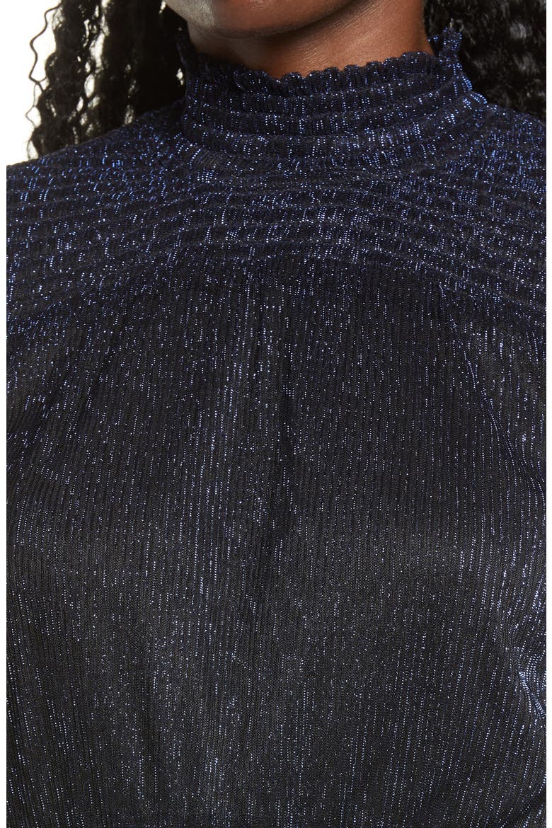 Metallic Long Sleeve Cocktail Dress, Alternate, color, MIDNIGHT BLUE