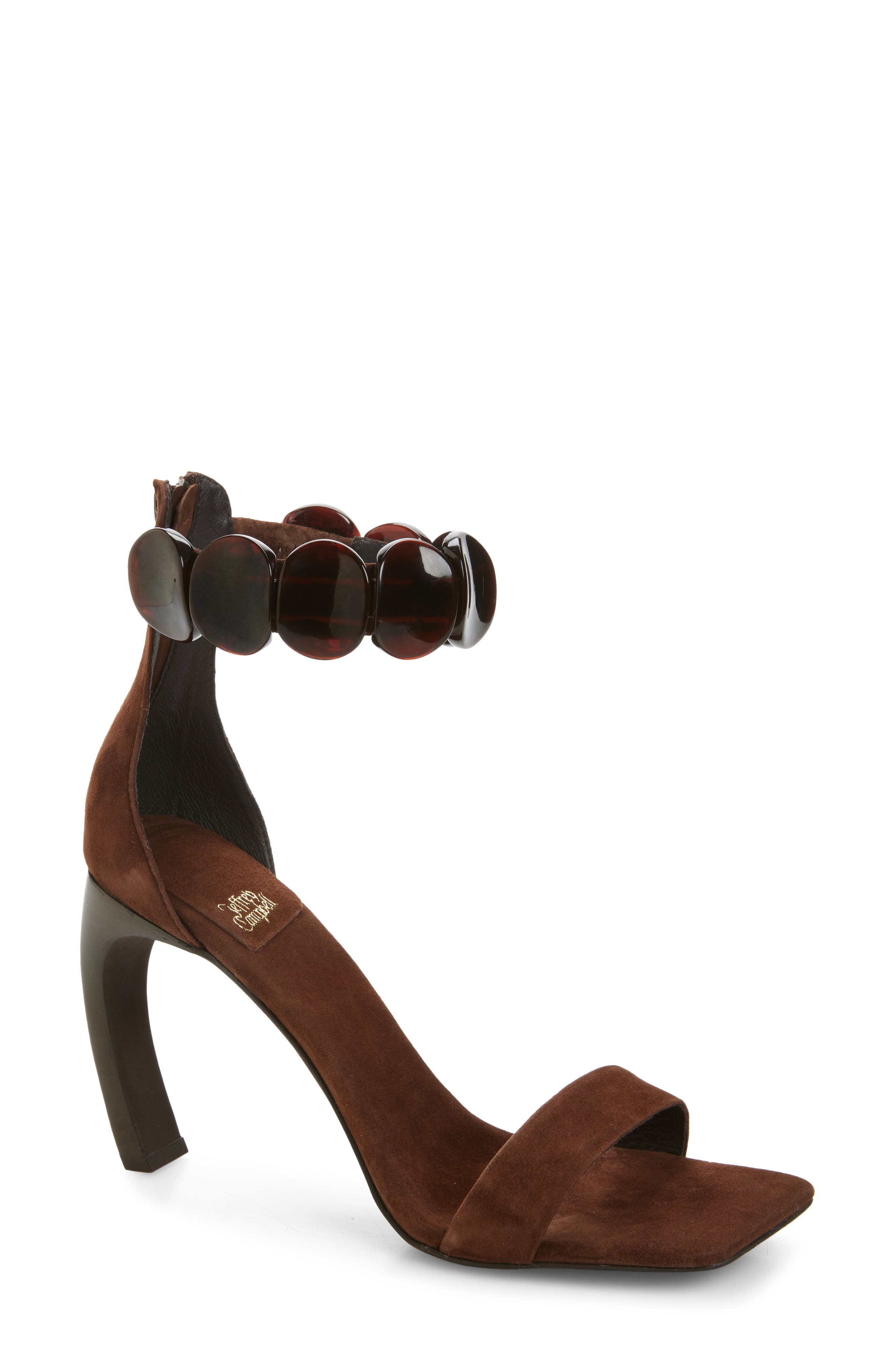 Jeffrey Campbell Palia Ankle Strap Sandal, Main, color, Brown Suede Combo
