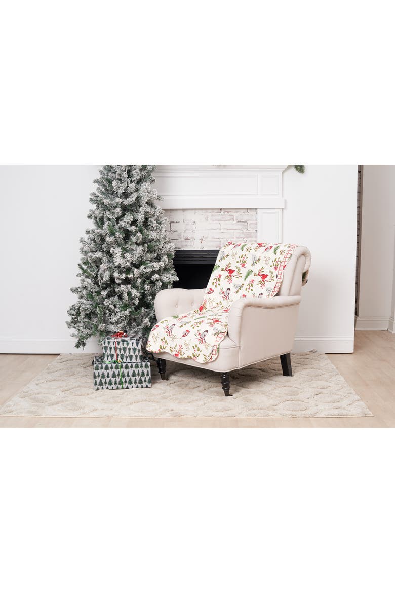 Sprig Birds Accent Throw Blanket 48" x 60", Alternate, color, White