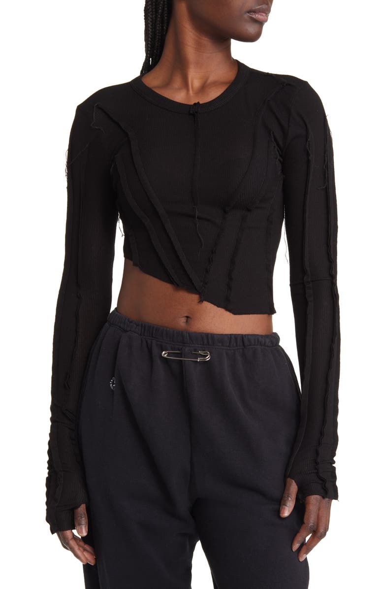 SAMI MIRO VINTAGE Asymmetric Long Sleeve Rib Top, Main, color, 