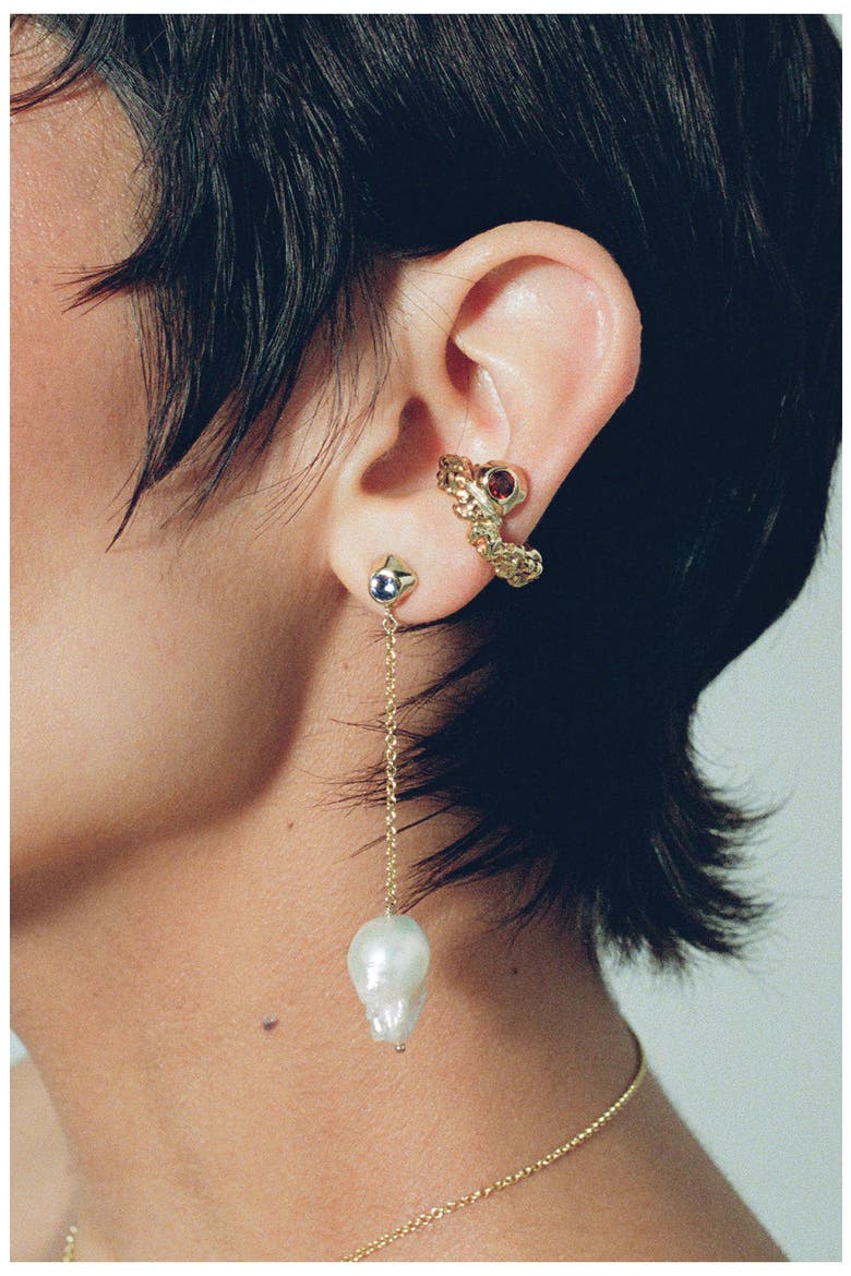 Freshwater Pearl Mismatched Drop Earrings, Alternate, color, GOLD