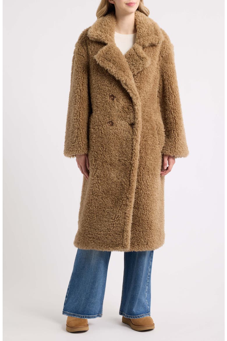 Gertrude II Long Faux Fur Teddy Coat, Main, color, SAND