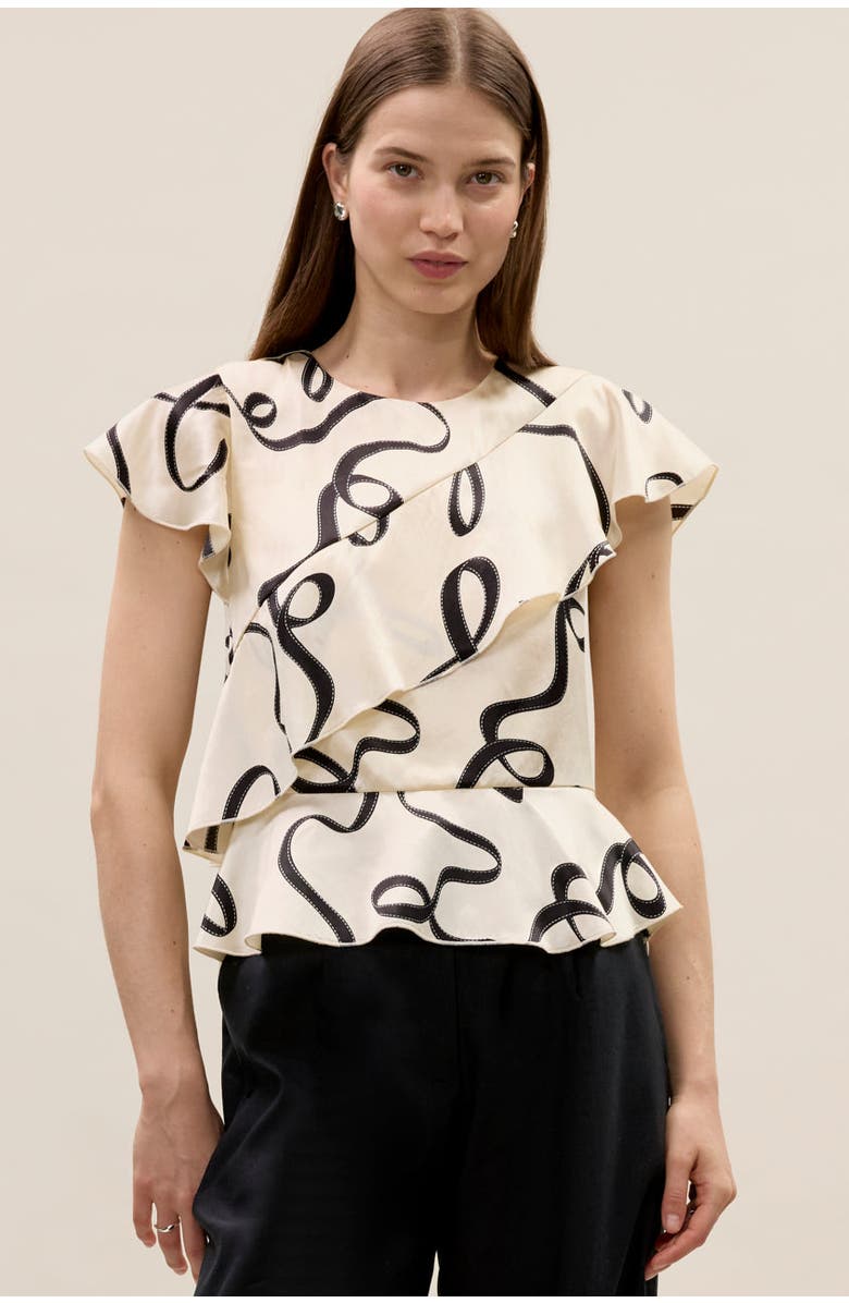 Rebecca Taylor Hollis Satin Top, Main, color, Ribbon Print