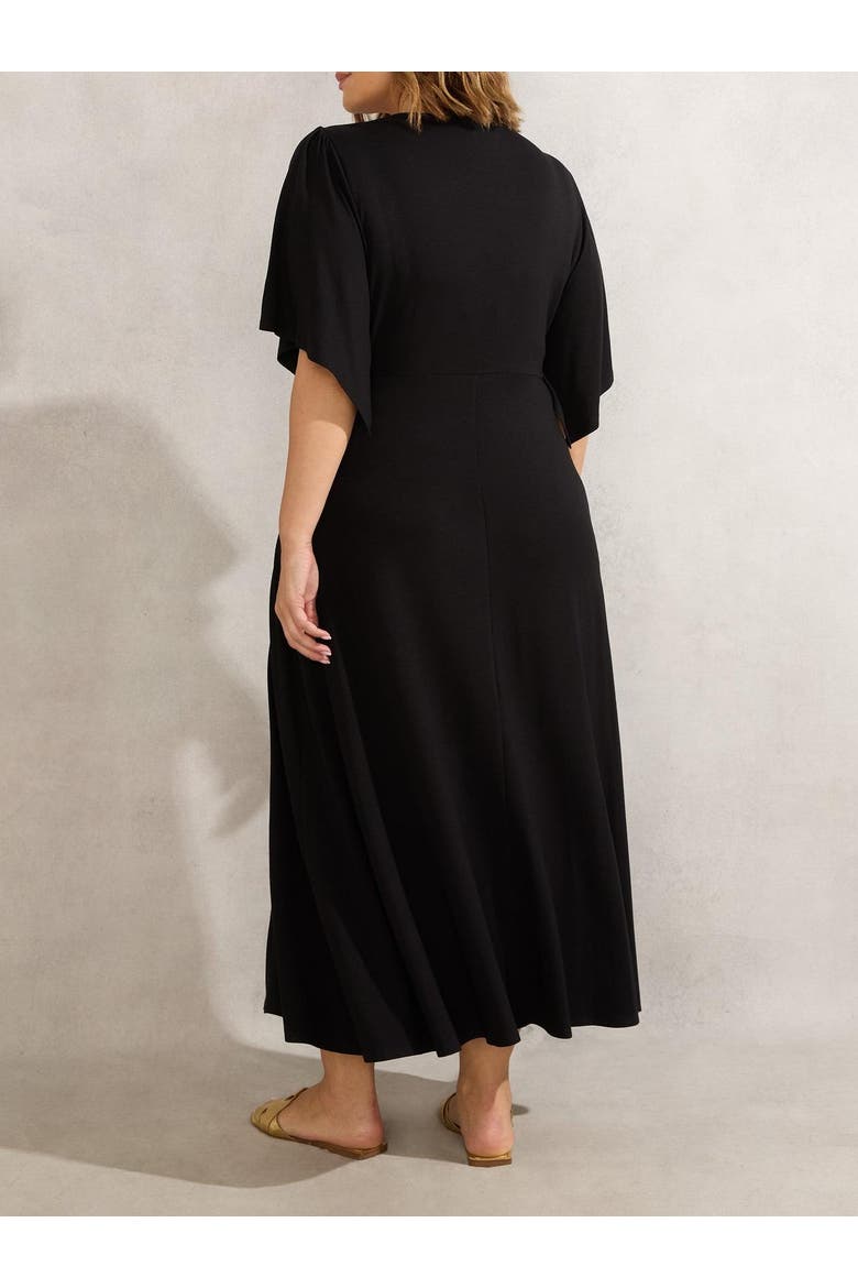Jersey Angel Sleeve Wrap Dress, Alternate, color, Black