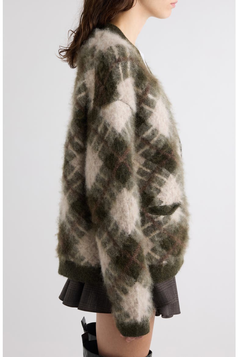 Katch Mohair Blend Cardigan, Alternate, color, OLIVE GREEN/ MULTI