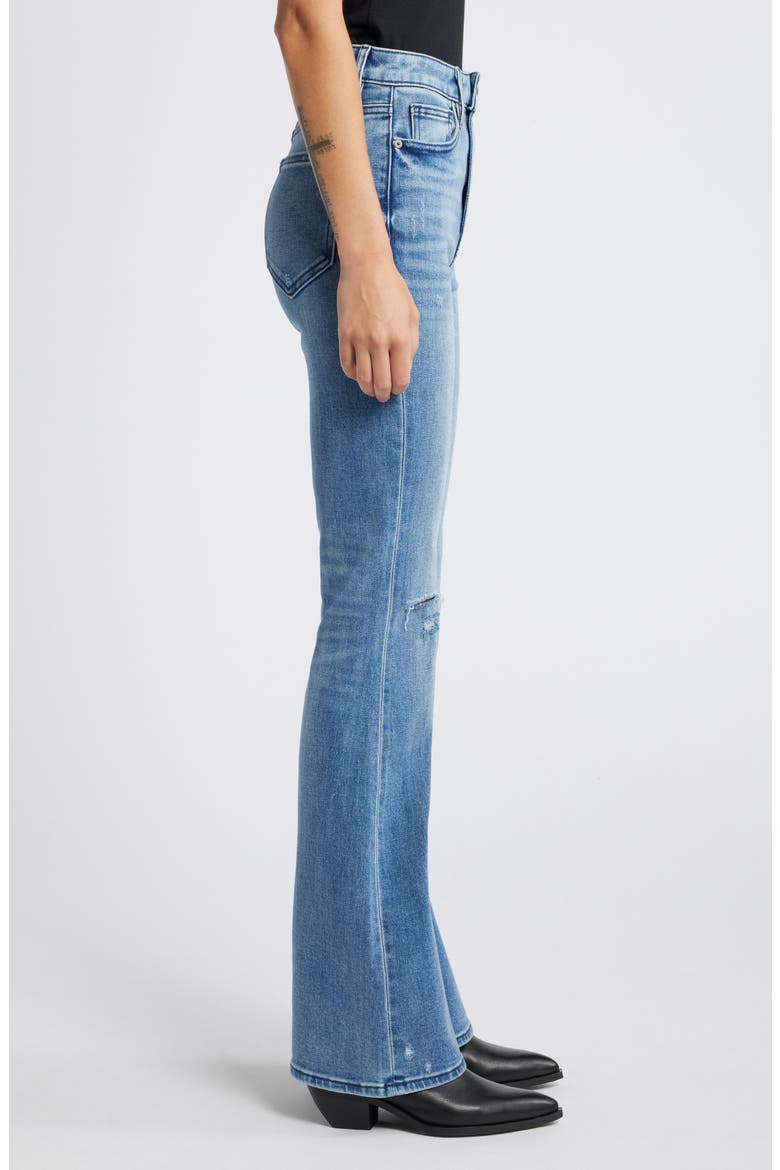 Ripped High Waist Flare Jeans, Alternate, color, MEDIUM WASH