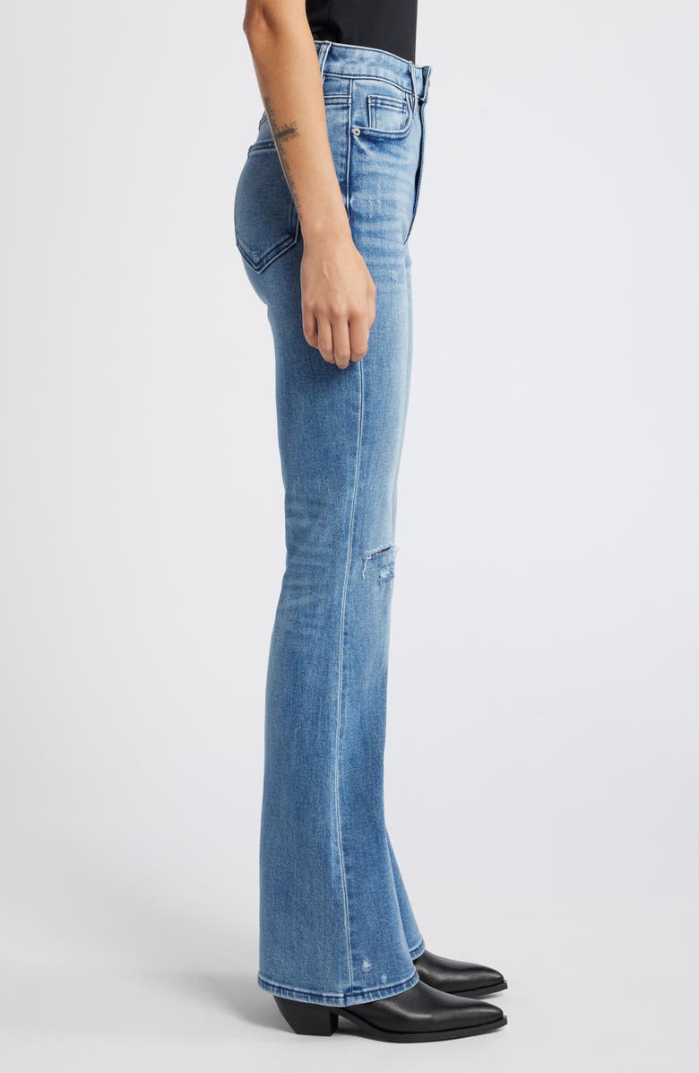 HIDDEN JEANS Ripped High Waist Flare Jeans, Alternate, color, Medium Wash