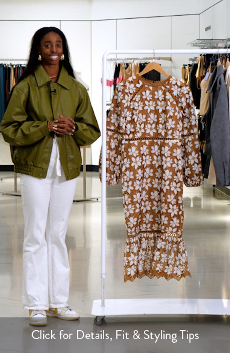 Pierre Floral Long Sleeve Lace Midi Dress, sales video thumbnail