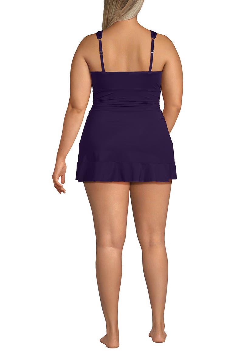 Plus Size SlenderSuit Grecian Mini Swim Dress, Alternate, color, Blackberry