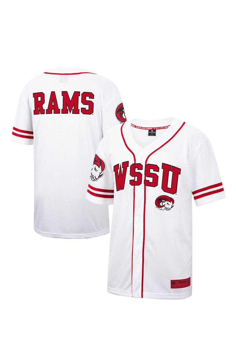 COLOSSEUM Men's Colosseum White Winston-Salem State Rams Free Spirited Mesh Button-Up Baseball Jersey, Main, color, White