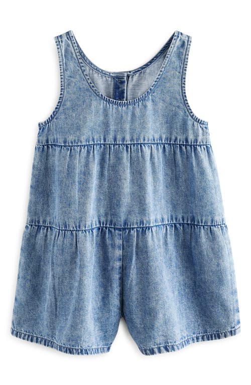 Next Kids' Tiered Denim Romper In Blue