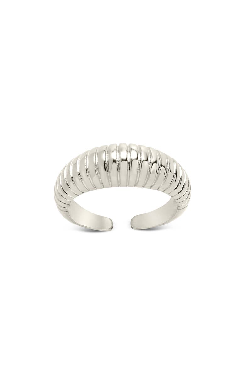 Sterling Forever Ribbed Open Bombe Ring, Alternate, color, Silver