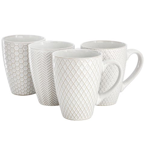 Earlhart 4 Piece 16 Ounce Stoneware Assorted Pattern Mug Set