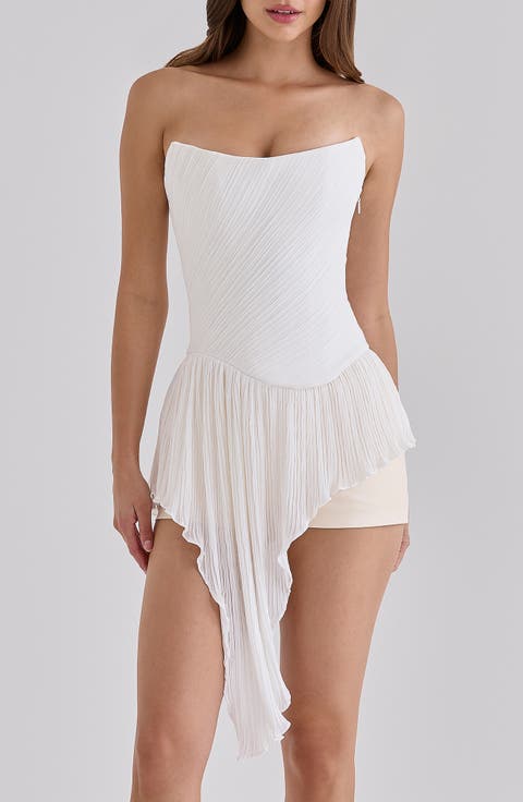 Renata Pleated Strapless Chiffon Top