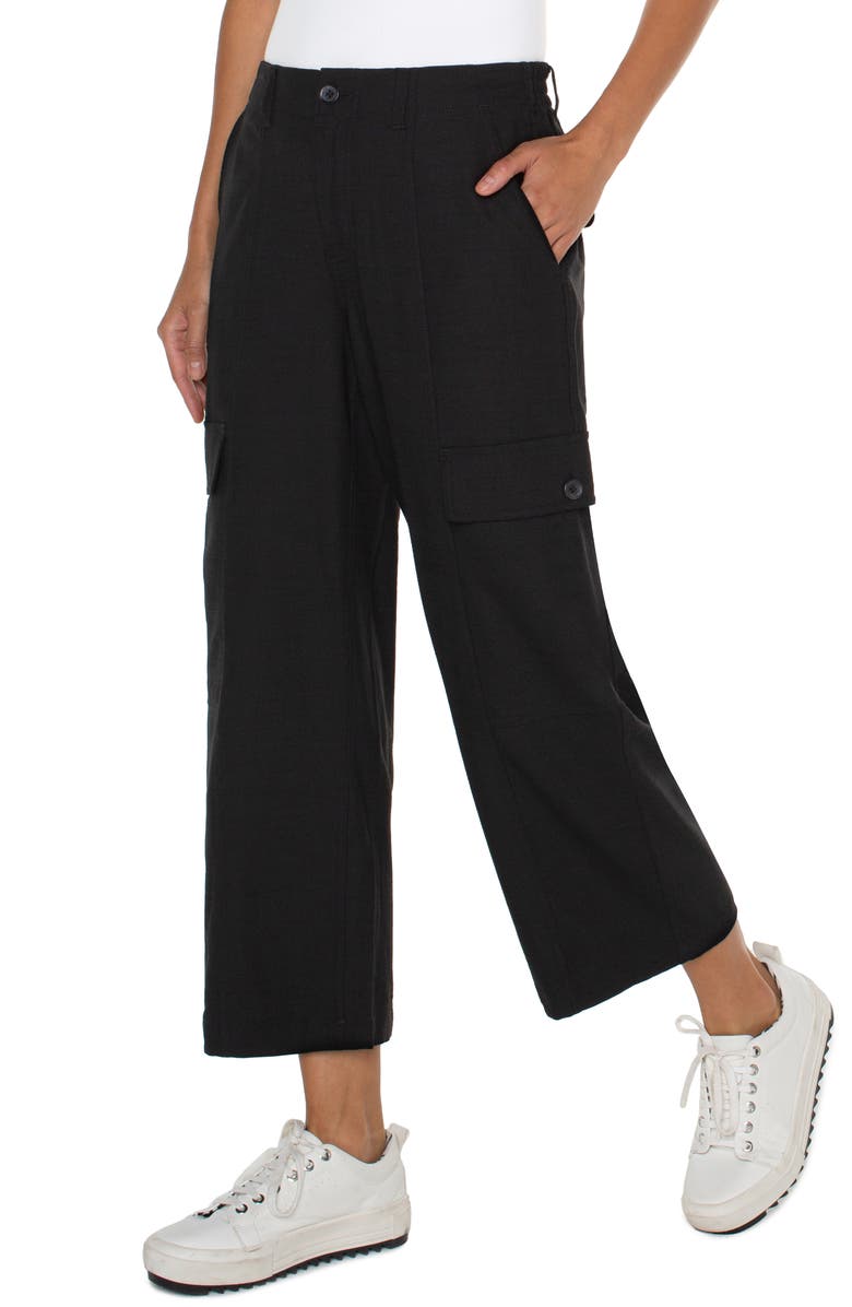Liverpool Los Angeles High Waist Crop Wide Leg Cargo Pants, Alternate, color,