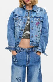 Desigual Embroidered Detail Denim Trucker Jacket