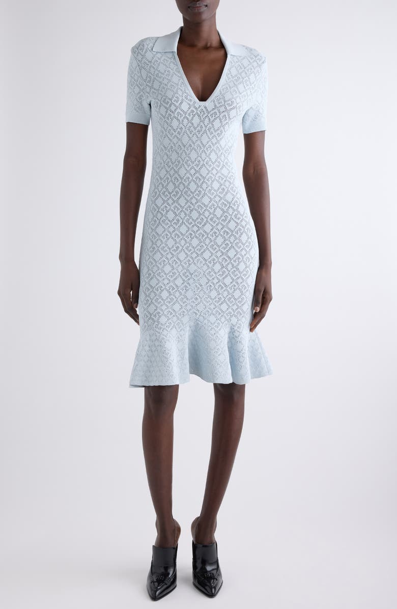 Givenchy Monogram 72 Jacquard Knit Polo Dress, Main, color, Pale Blue