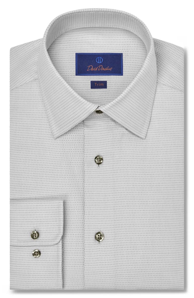 David Donahue Trim Fit Dobby Dot Twill Dress Shirt, Main, color, 