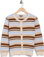 Adrianna Papell Striped Button Cardigan