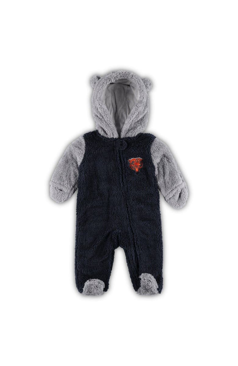 Outerstuff Newborn & Infant Navy/Gray Chicago Bears Game Nap Teddy Fleece Bunting Full-Zip Sleeper, Main, color, 