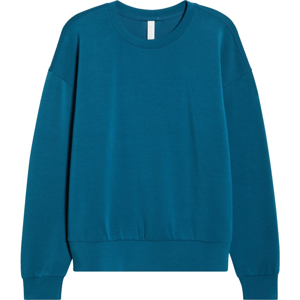 Zella Ultrasoft Boxy Crew Sweatshirt In Green