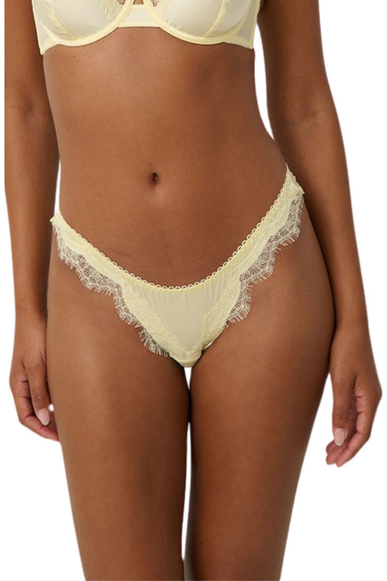 Sorrento Lace Trim High Leg Thong, Alternate, color, LIMONCELLO