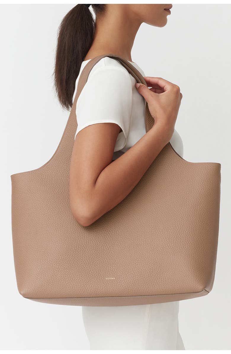 Cuyana System 16-Inch Laptop Leather Tote, Alternate, color, Cappuccino