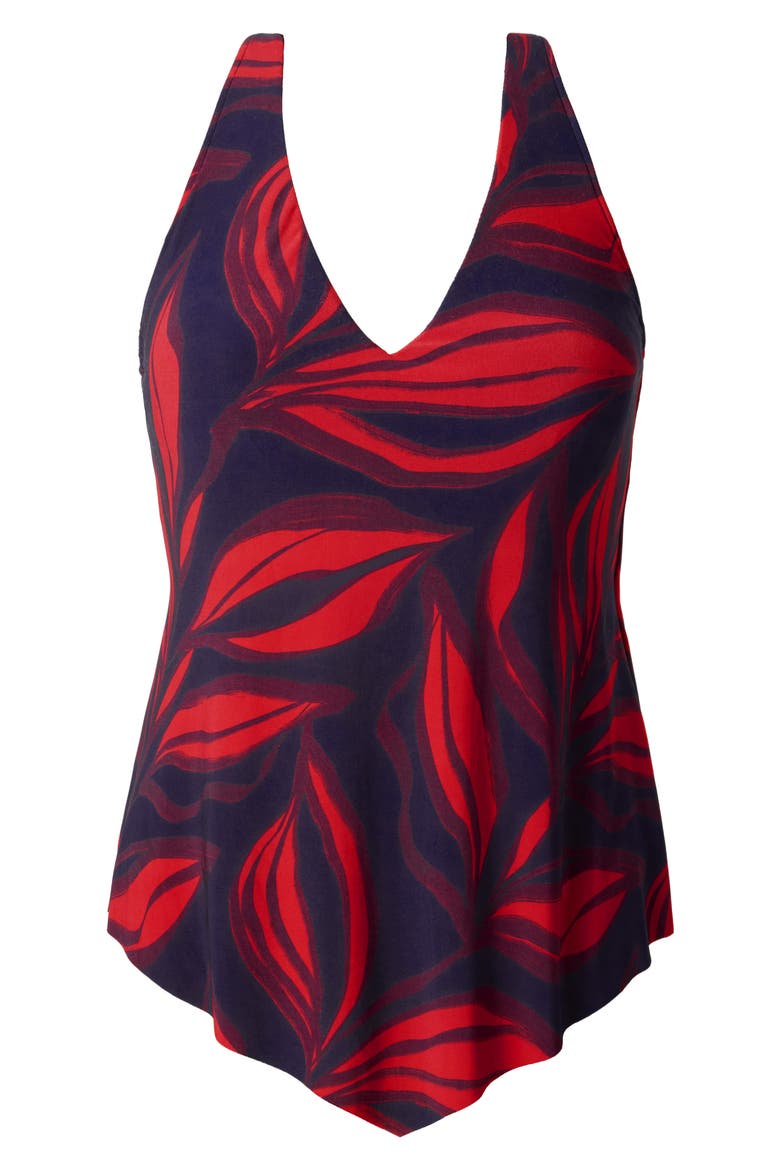 Taylor Rossobleu Leaf Print Tankini Top, Alternate, color, BLUE MULTI