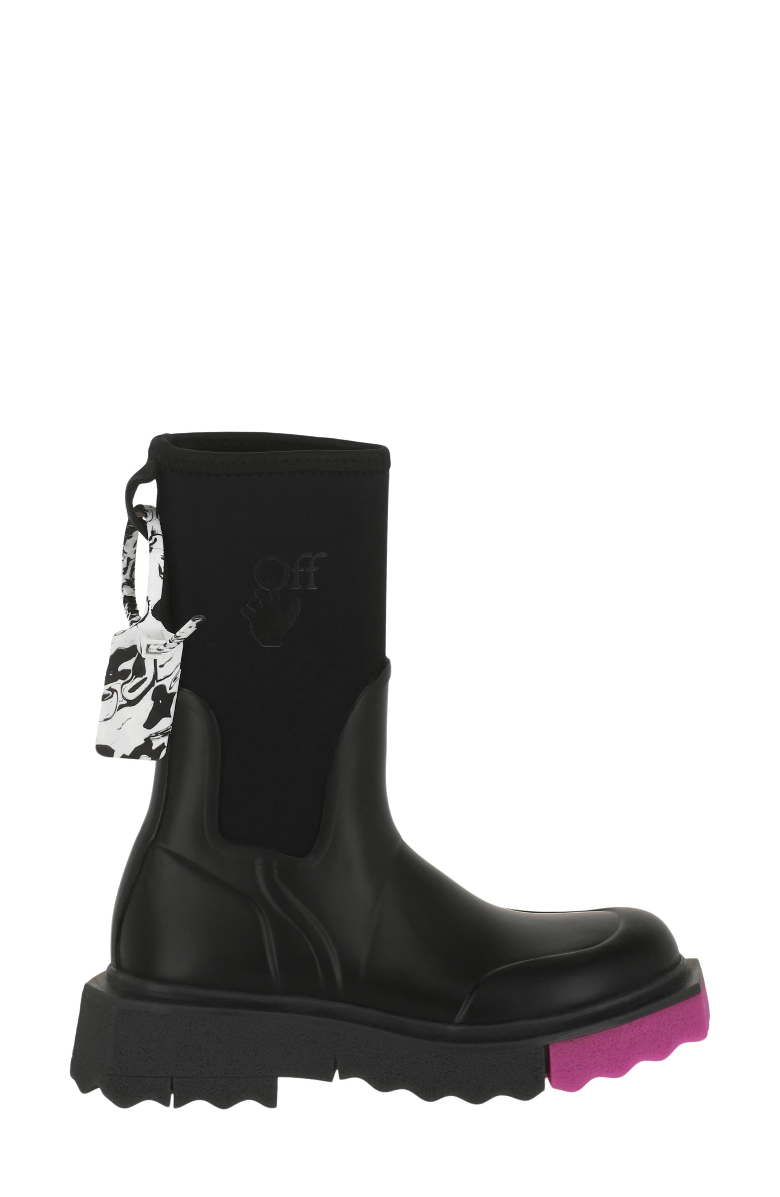 Off-White Sponge Sole Rain Boot, Alternate, color, Black