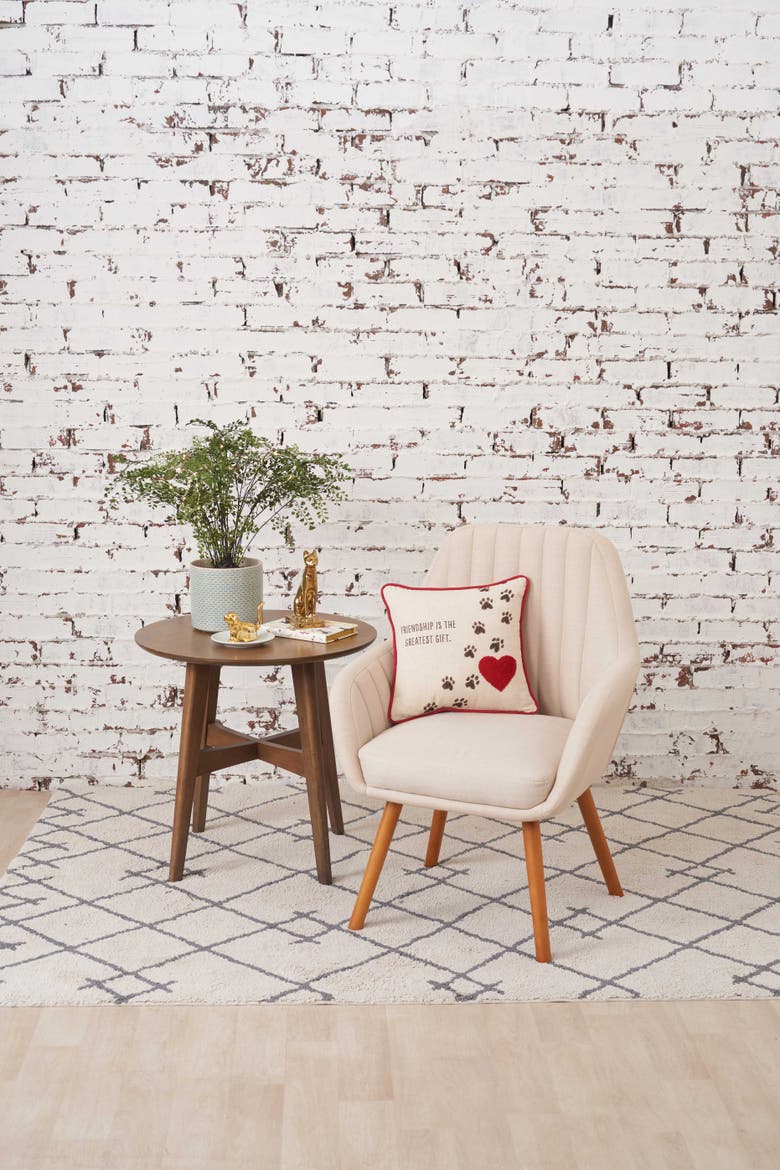 Forever Pets Paw Print Friendship Reversible Piped Throw Pillow 14" x 14", Alternate, color, Beige