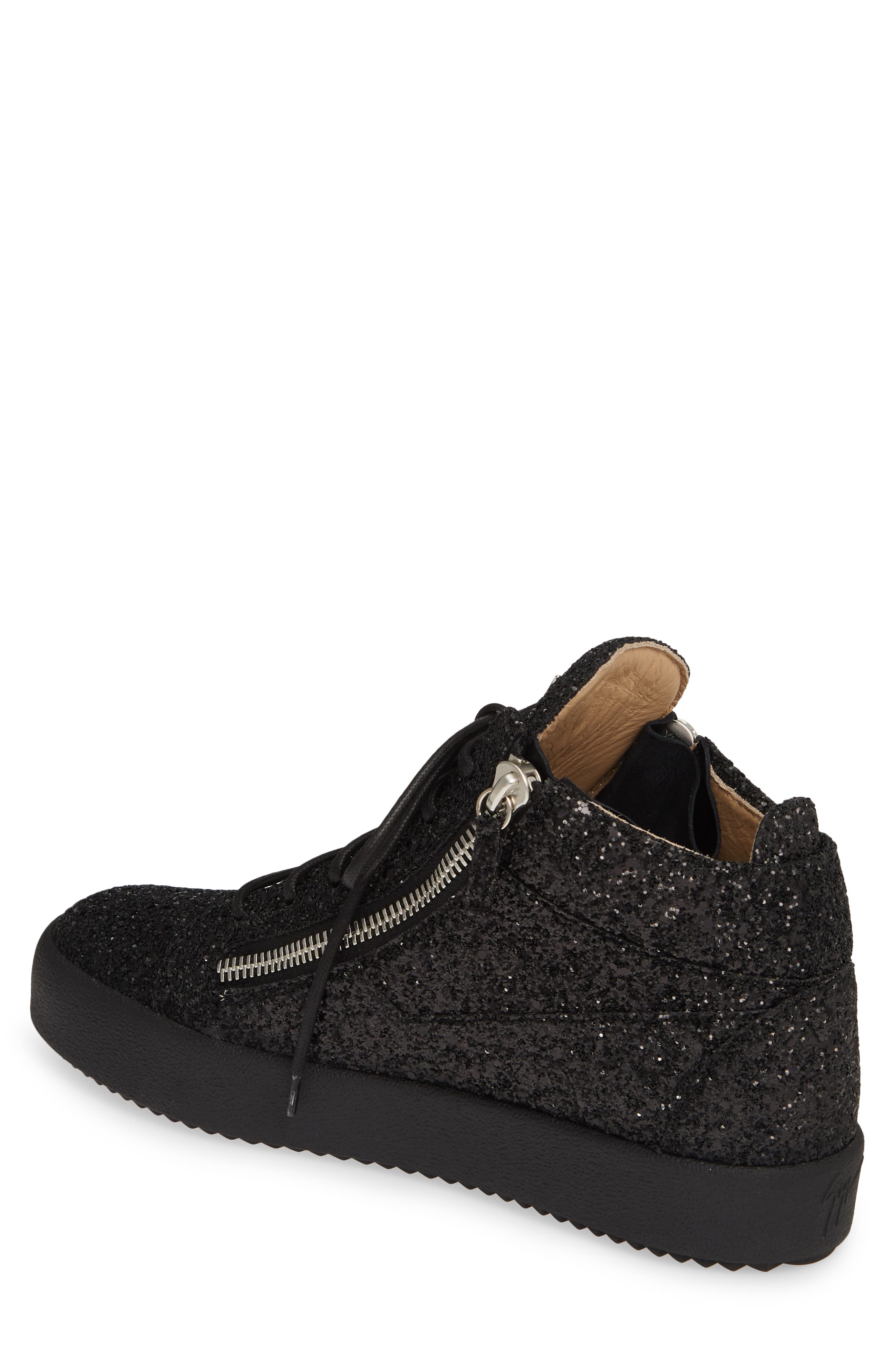 Glitter Mid Top Sneaker, Alternate, color, NERO