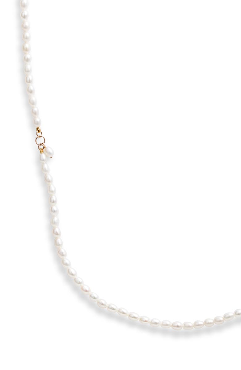 Poppy Finch Charm Detail Keshi Pearl Toggle Necklace, Main, color, 14Kyg