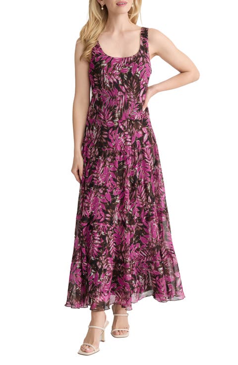 Print Sleeveless Tiered Maxi Dress (Petite)