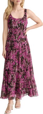 Jones New York Print Sleeveless Tiered Maxi Dress