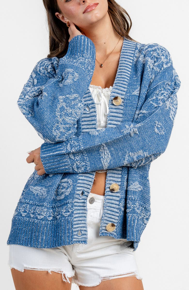Beivy Pattern Button-Up Cardigan, Alternate, color, Blue Print