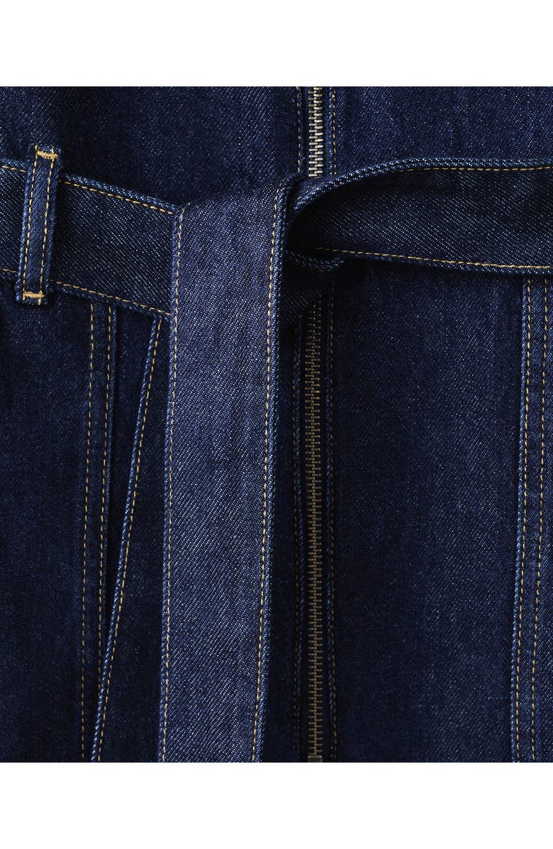 MANGO Belted Denim Jumpsuit, Alternate, color, Open Blue