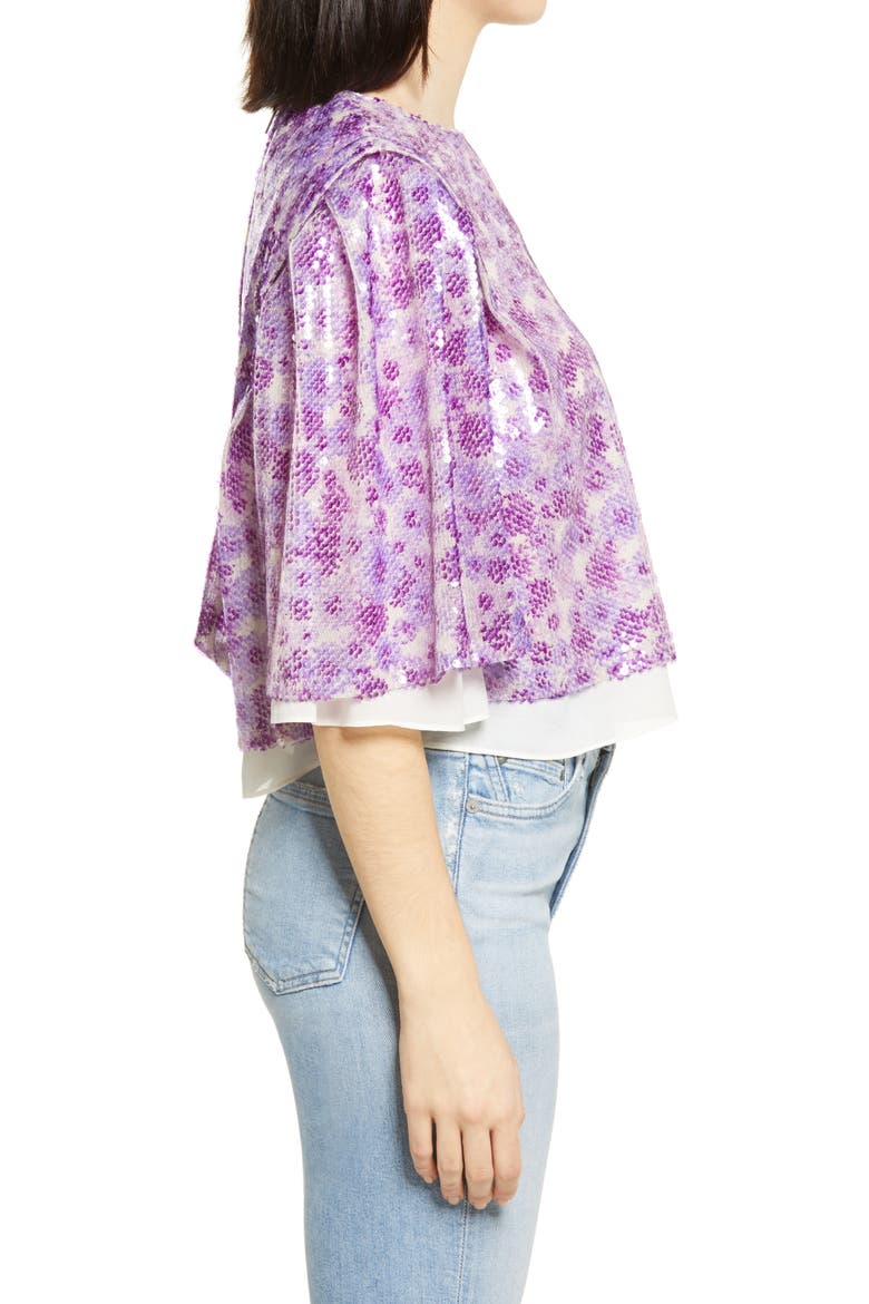Floral Print Sequin Top, Alternate, color, PURPLE