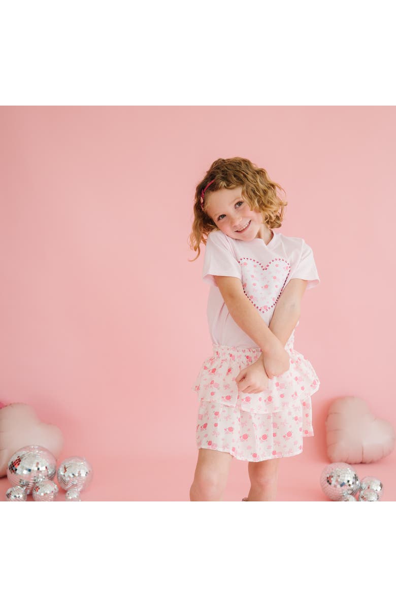 Sweet Wink Dainty Rose Pearl Heart Patch Short Sleeve T-Shirt, Alternate, color, Ballet Pink