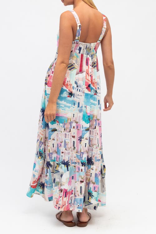 White Closet Sunny Santorini Maxi Dress In Blue