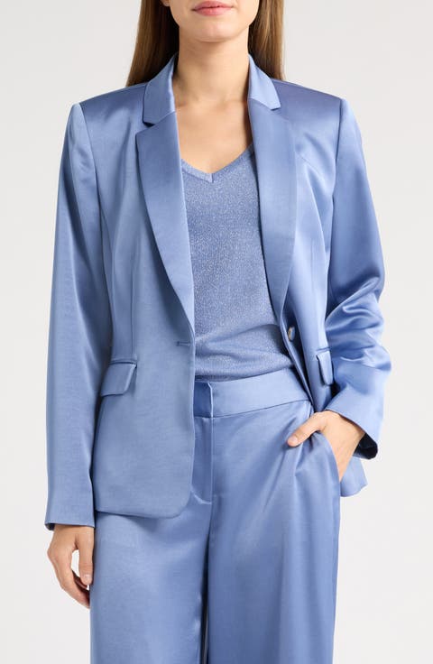 Peak Lapel Satin Blazer